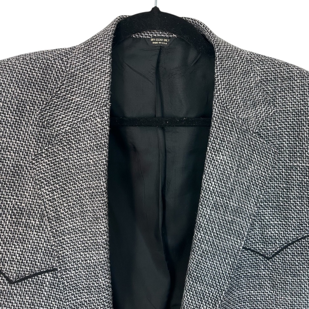 PAGANO WEST Vintage Men’s WesternStyle Blazer SportCoat Gray Tweed WoolBlend 42R - Picture 2 of 15